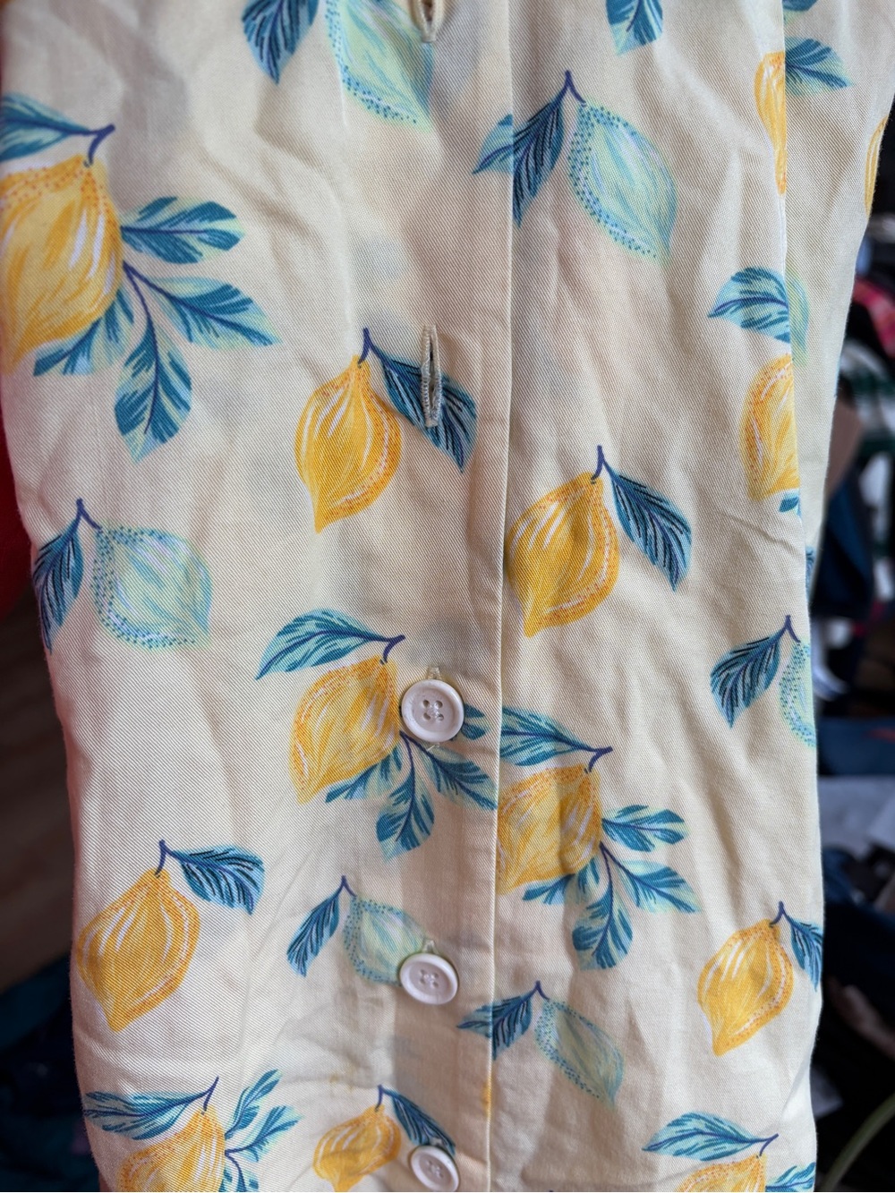 Marine Layer Lemon Print Lyocell Button Front Midi Dress Size Medium - Picture 12 of 12